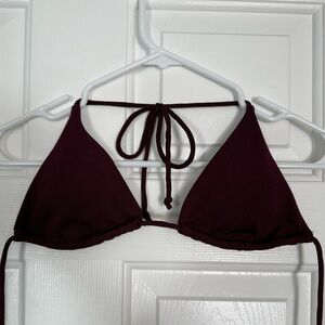 Burgundy/Mulberry Purple Triangle String Bikini Top- Size M